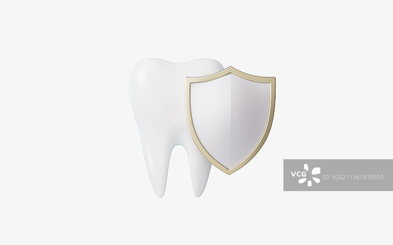 牙齿与护盾3D渲染图片素材