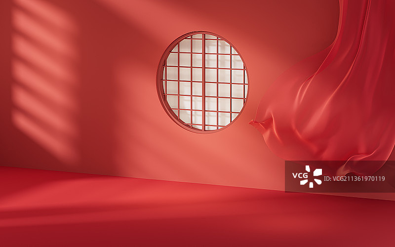 复古室内空间3D渲染图片素材