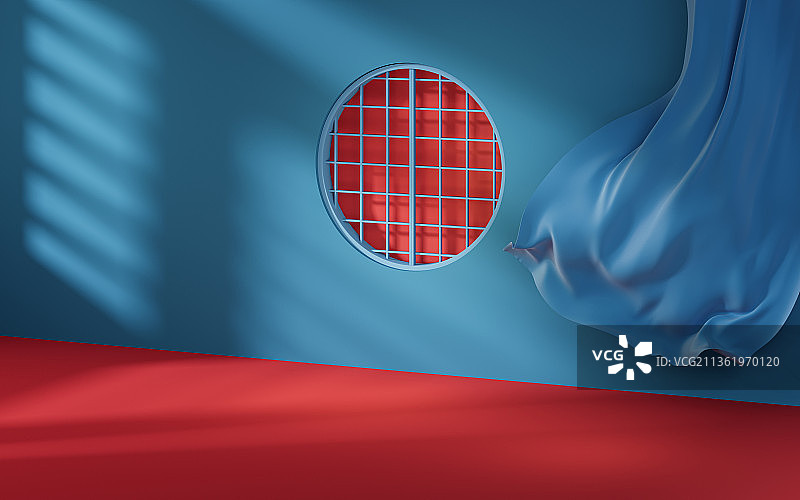 复古室内空间3D渲染图片素材