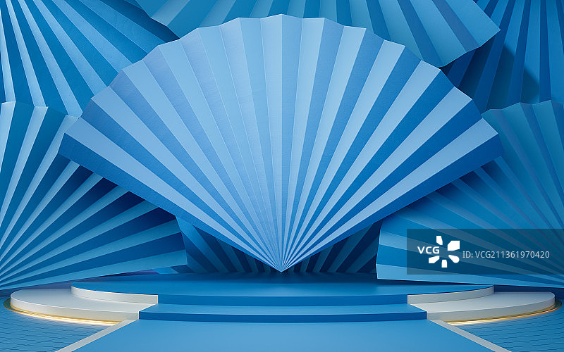 中国风创意折扇背景3D渲染图片素材