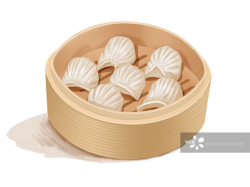 广式蒸饺插画图片素材