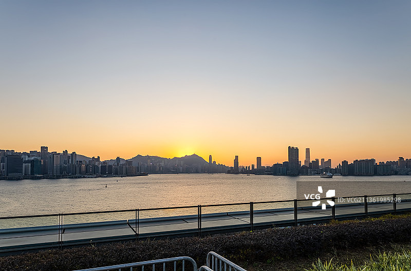 维多利亚剪影 日落 中环 香港图片素材