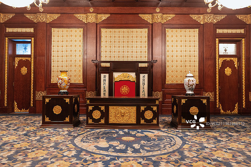 长春伪满皇宫博物院同德殿室内陈列图片素材