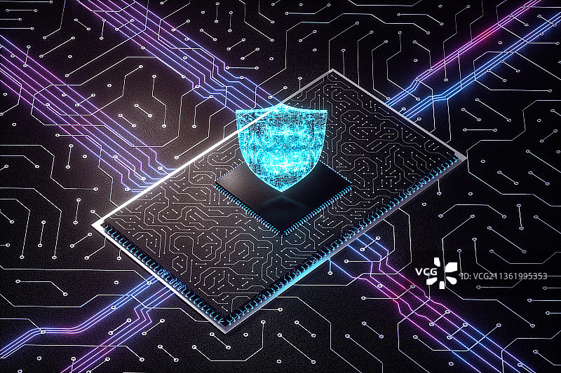 3D芯片和安全保护图片素材