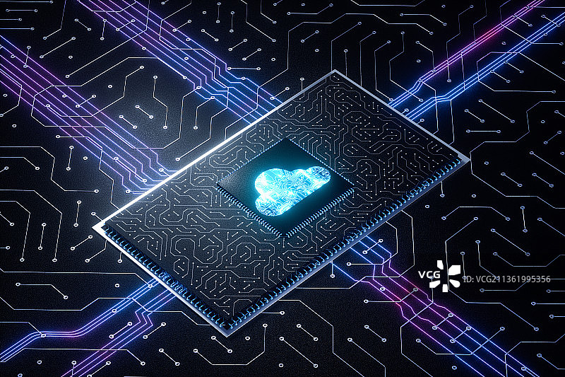 3D芯片和云计算图片素材