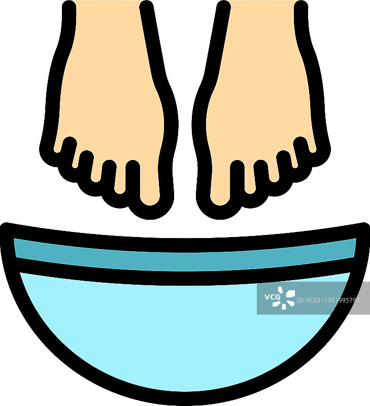 足部排毒浴颜色轮廓图标图片素材