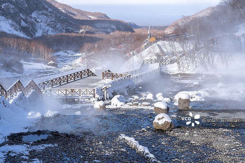 冬季的吉林长白山聚龙温泉图片素材