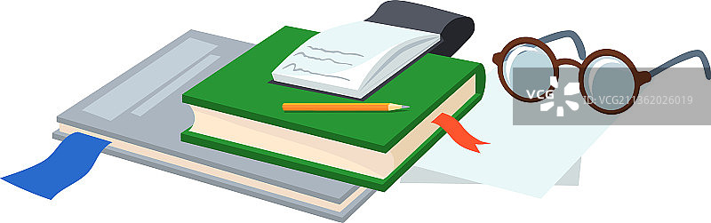 书籍图书馆堆叠与眼镜图片素材