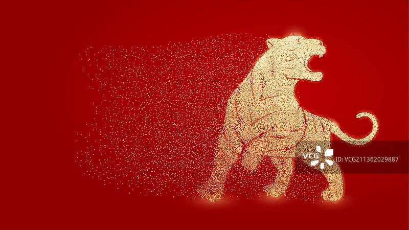 老虎 金粉 插画 背景图片素材