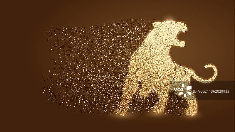 老虎 金粉 插画 背景图片素材