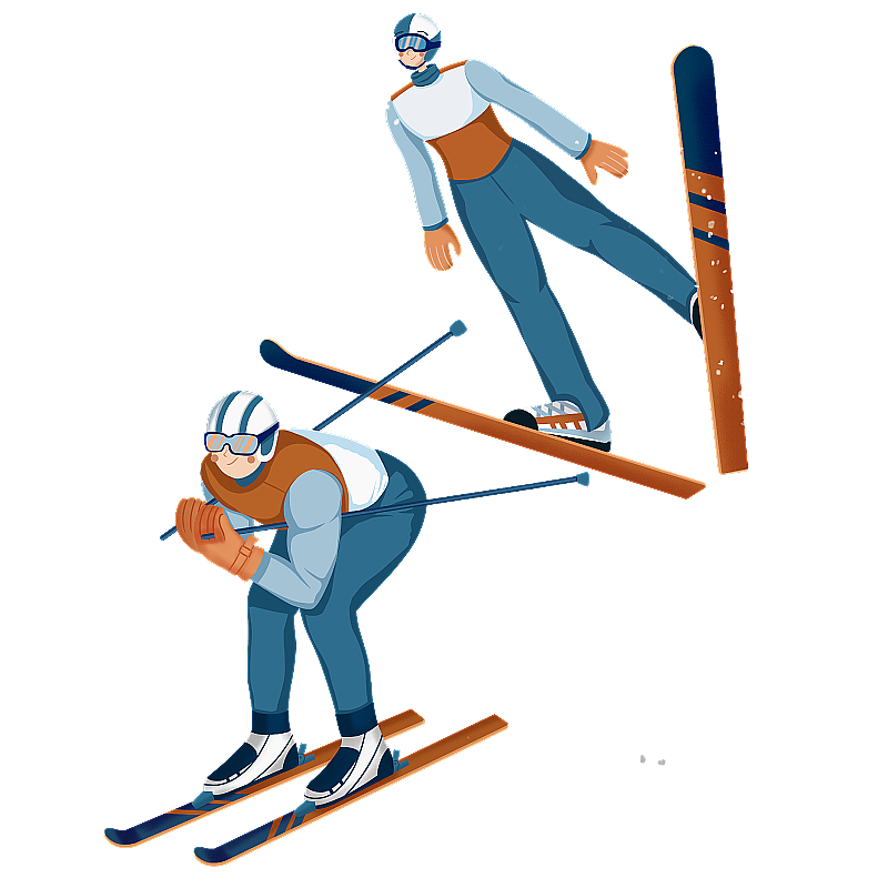 运动会北欧两项插画免抠图图片素材