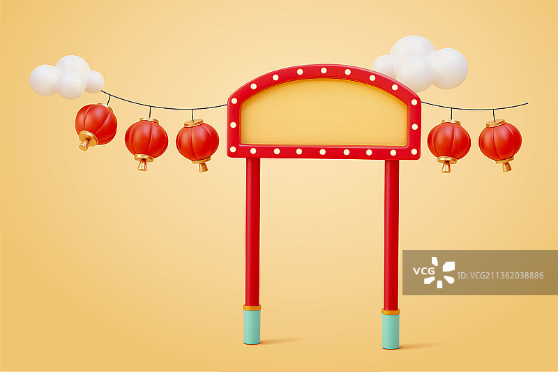 大街牌楼入口三维模型图片素材