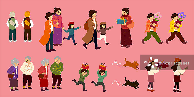 新春拜年人物集合图片素材