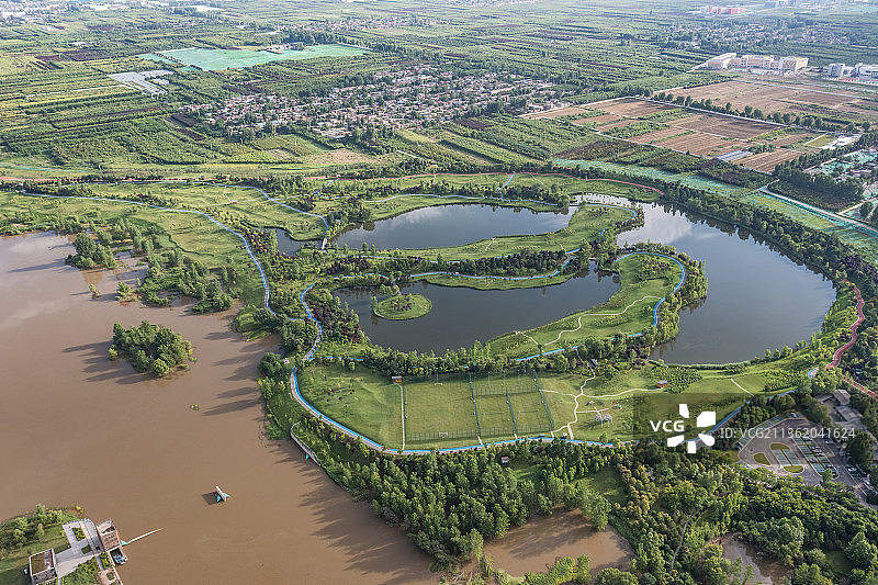 西安沣河航拍图片素材