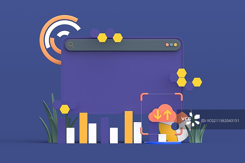 3d渲染云服务网络元素背景板图片素材