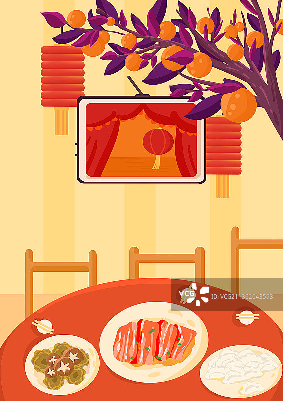 过年温馨室内场景图片素材