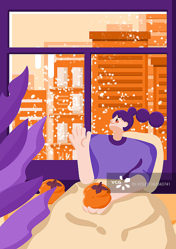 一个人宅在家里看雪景图片素材