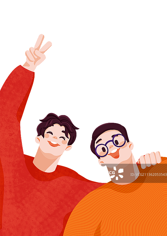 两个朋友肩并肩图片素材