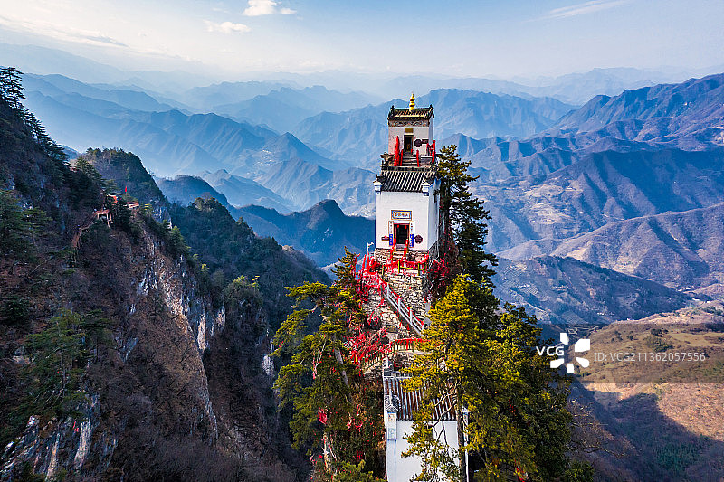 航拍陕西镇安塔云山风光图片素材