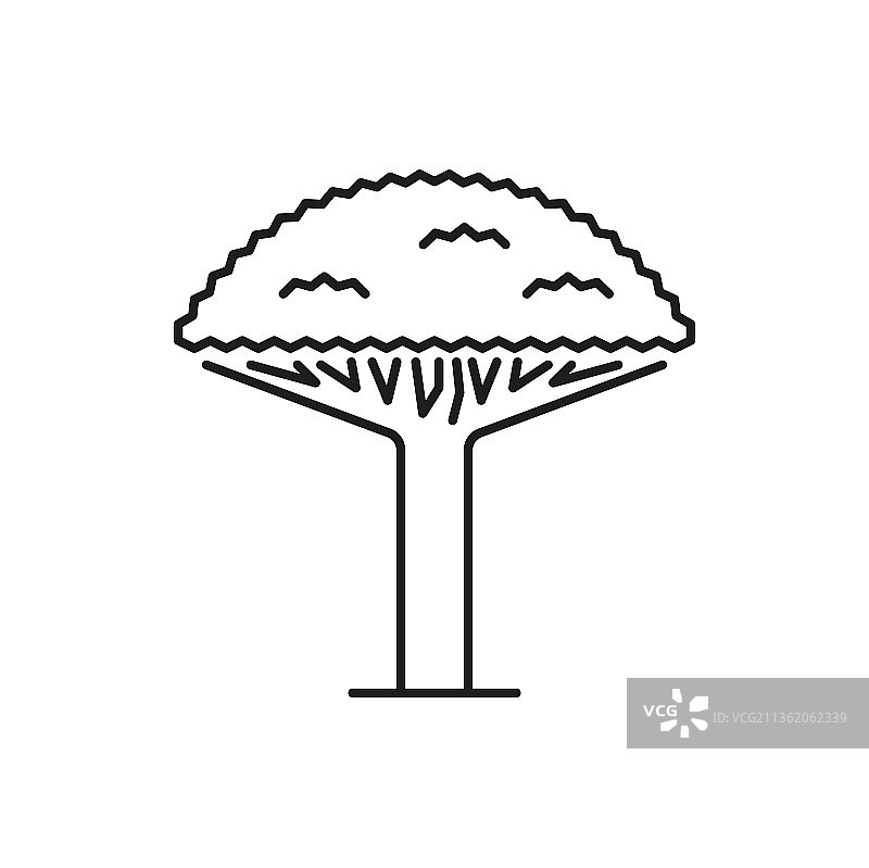 春夏森林树木花园植物线性图标图片素材