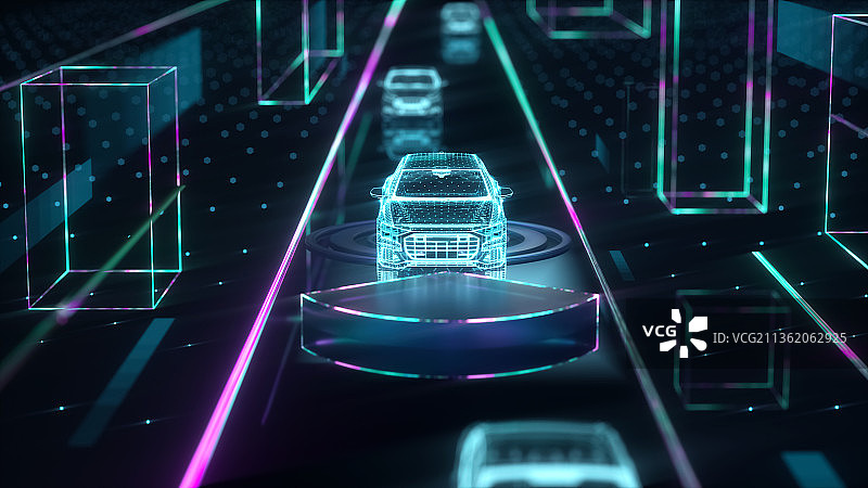 智能驾驶汽车三维创意图图片素材
