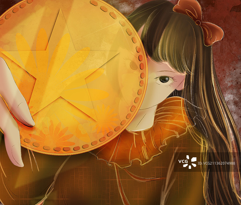 拿着金币的女孩插画漫画绘本图片素材