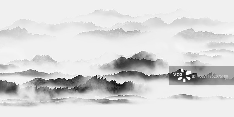 中国风水墨 意境山水画新中式水墨山水背景图片素材