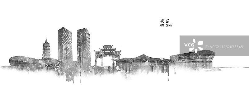 安庆城市建筑插画图片素材