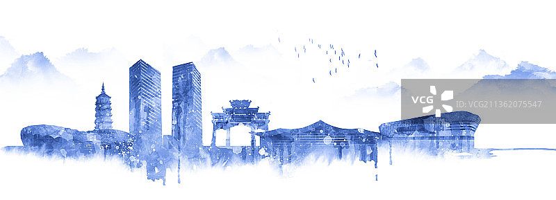 安庆城市建筑插画图片素材