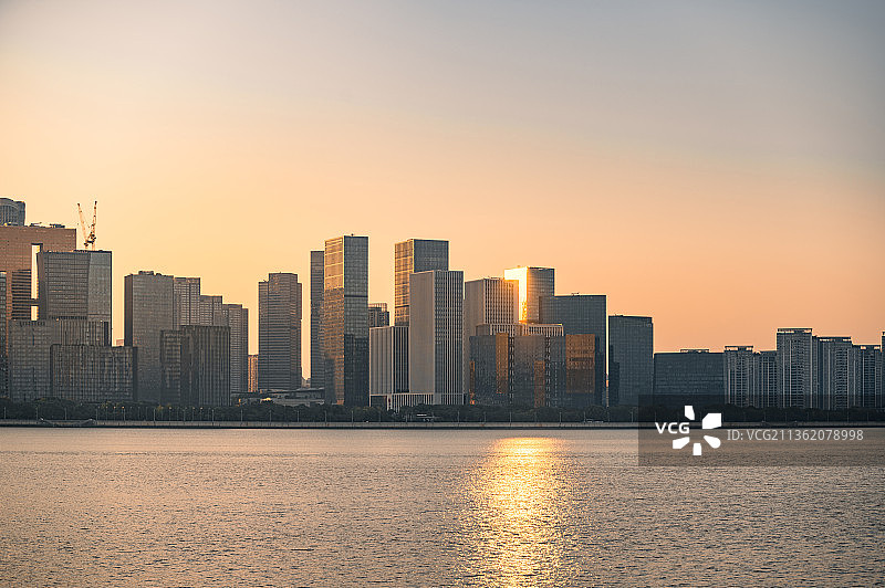 杭州钱江新城日落黄昏图片素材