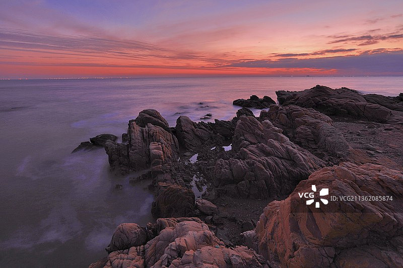 冬日海边朝霞图片素材