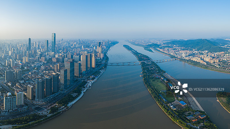 航拍长沙湘江图片素材