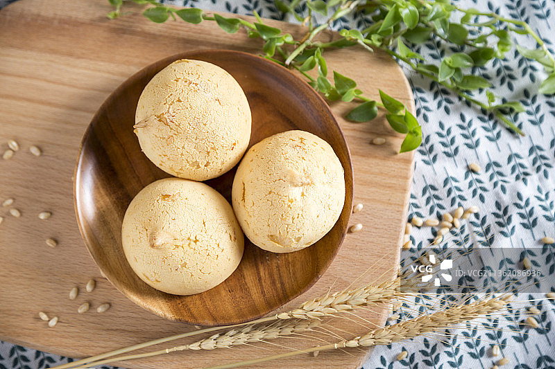 中国风背景的健康早餐麻薯饼静物特写图片素材