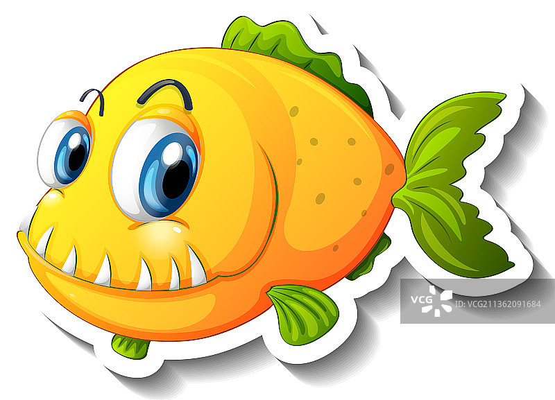 卡通大獠牙鱼贴纸图片素材