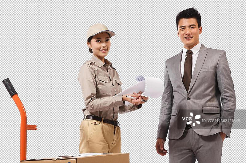 青年物流人员和商务男人图片素材