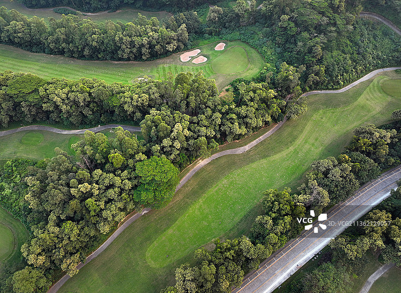 广东省深圳市龙华区观澜湖和观澜版画村航拍图片素材
