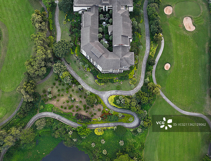 广东省深圳市龙华区观澜湖和观澜版画村航拍图片素材