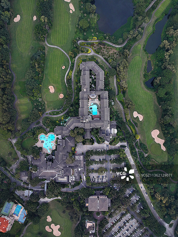 广东省深圳市龙华区观澜湖和观澜版画村航拍图片素材