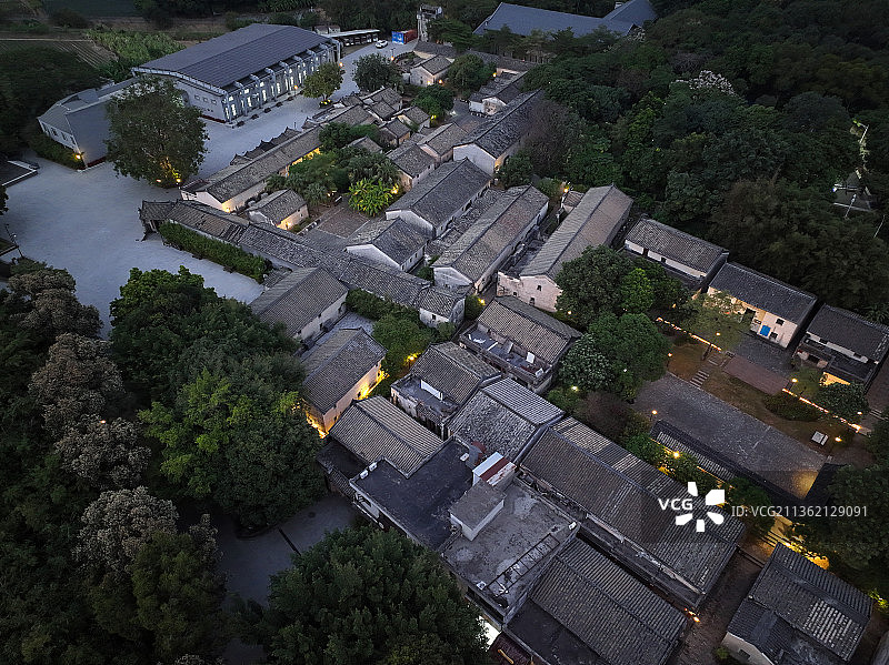 广东省深圳市龙华区观澜湖和观澜版画村航拍图片素材