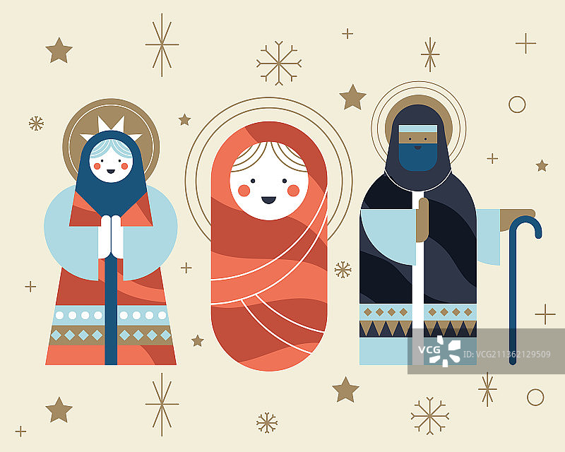 耶稣诞生：马槽家庭人物图片素材