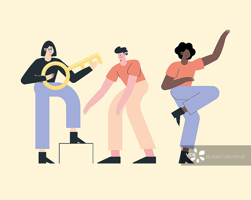 三个角色的支持人员图片素材