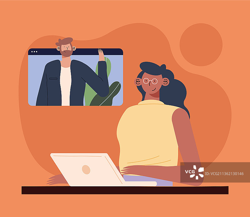 使用笔记本电脑的会议情侣图片素材