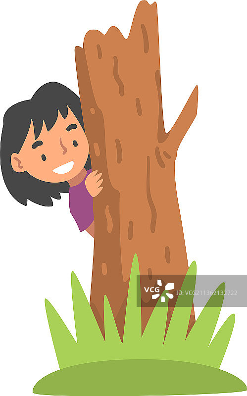 小女孩玩捉迷藏图片素材