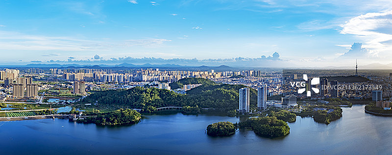 广东阳江鸳鸯湖城市风光(航拍）图片素材