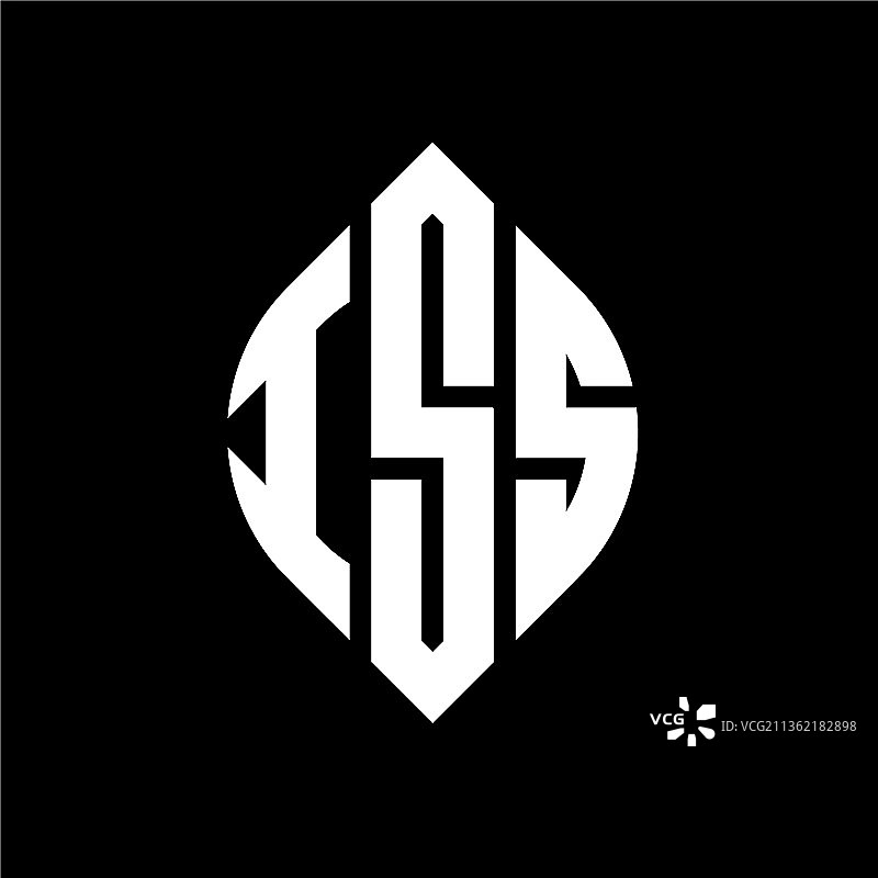 带有圆圈的ISS字母标志设计图片素材