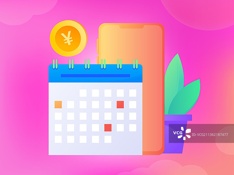 签到人物扁平矢量概念运营插画图片素材