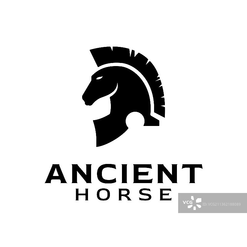 斯巴达罗马头盔盔甲战士和马头图片素材