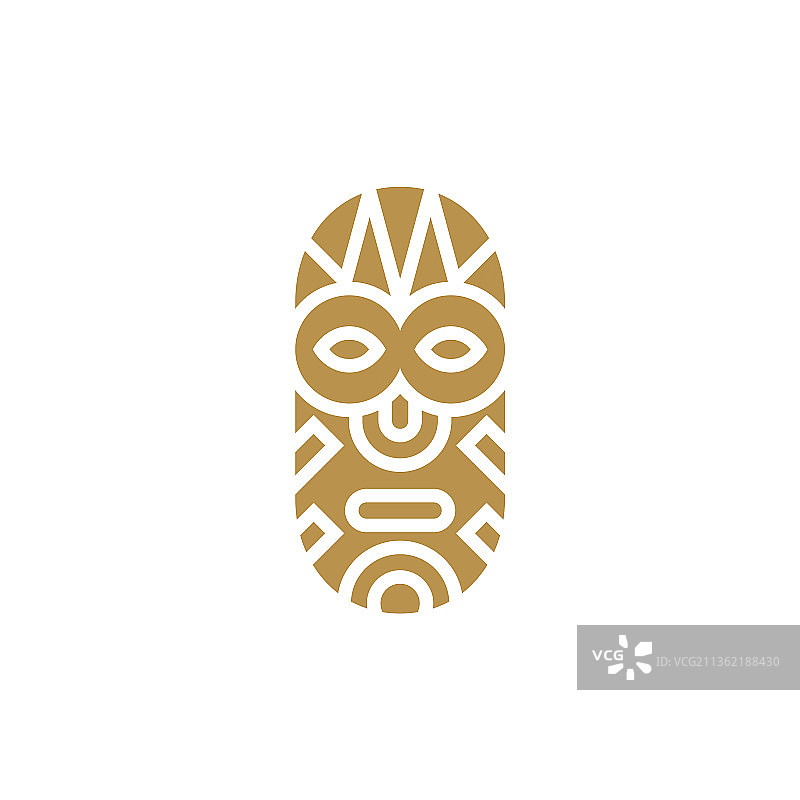 金色木制Tiki面具标志图片素材