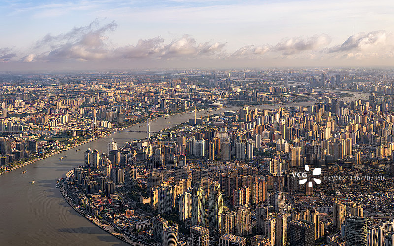 黄浦江 上海天际线 浦西 高视角图片素材