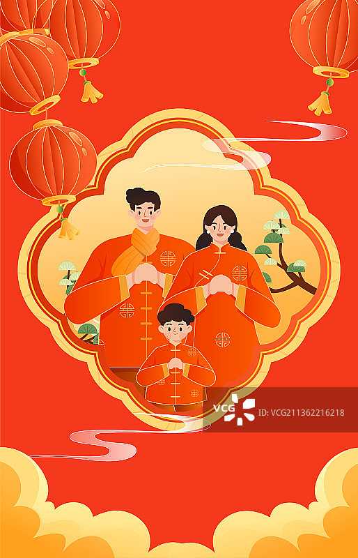 新春拜年插画图片素材